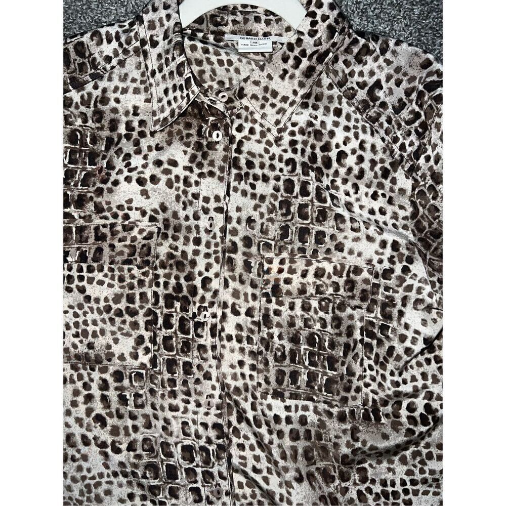 Garard Darel Animal Collar Button Down Boho Bohemian Long Sleeve size 38 - Picture 4 of 5